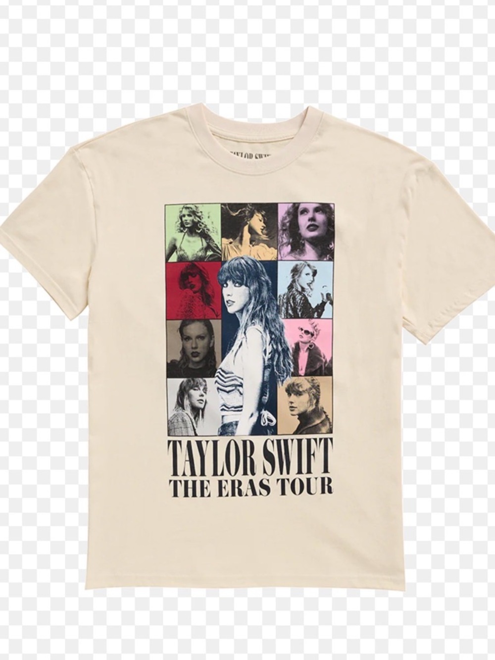 Taylor Swift Cream Short-Sleeve Graphic Tee with Multicolor Panels